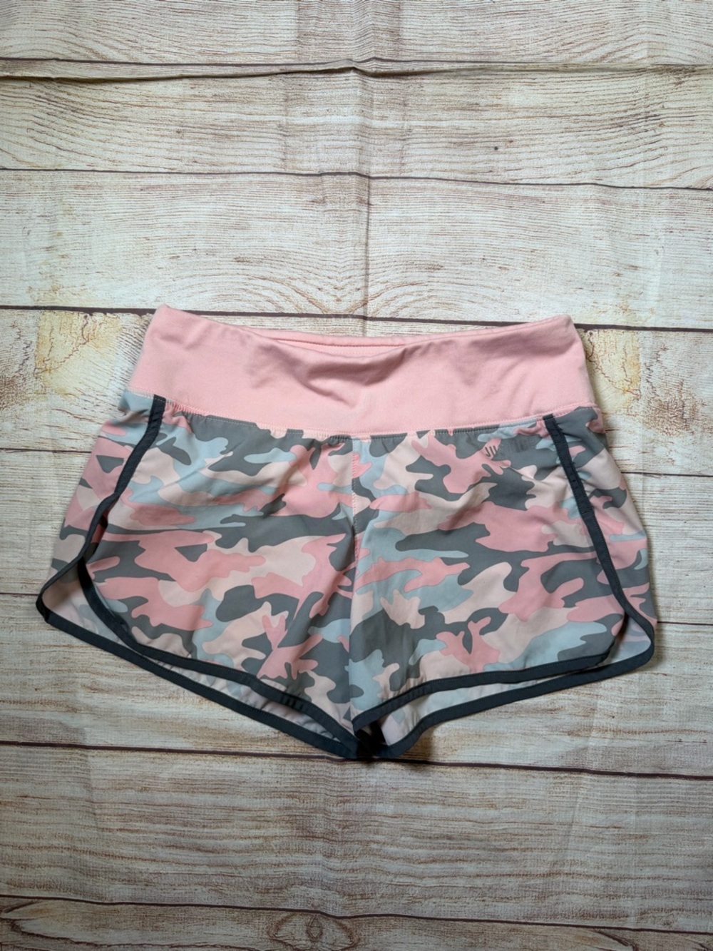 Justice Pink and Gray Camo Athletic Shorts